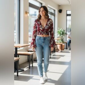 Essue ❤️Burgundy Floral Top